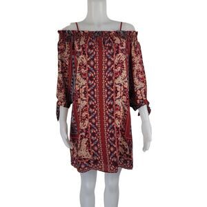 City Triangles Multi Color Open Sleeve Boheimian Vacation Cruise Work Dress L